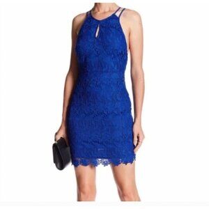 ASTR Royal Blue Lace Open Back Halter Dress Size Small